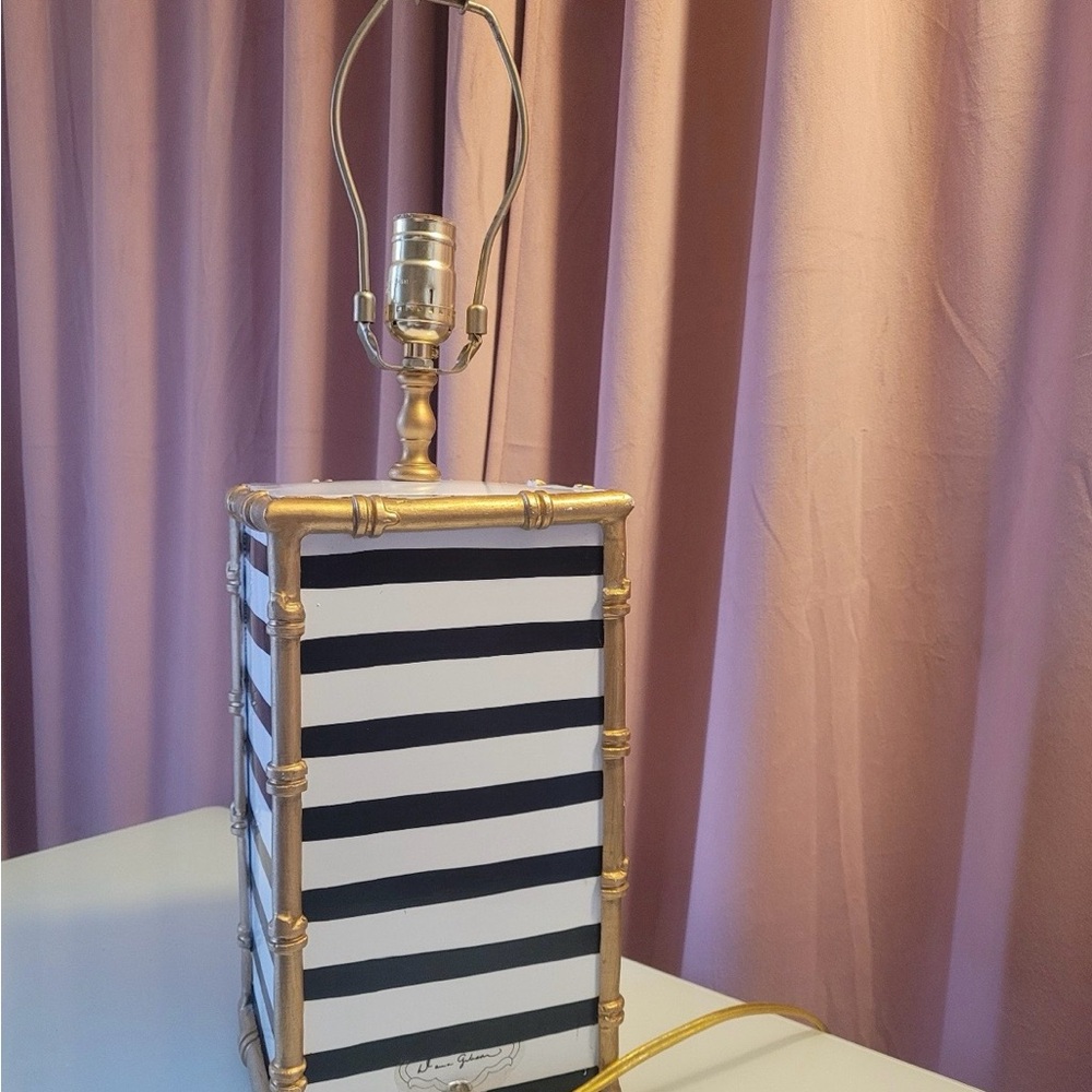 Dana Gibson Striped Black and White Table Lamp - Picture 3 of 5